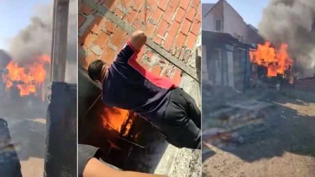 video: salvaron a un bebe y un nene que quedaron atrapados en un incendio en ensenada