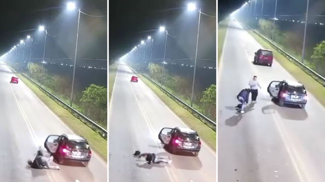 asi fue el instante en el que una mujer se tiro de un uber en marcha para escapar del chofer