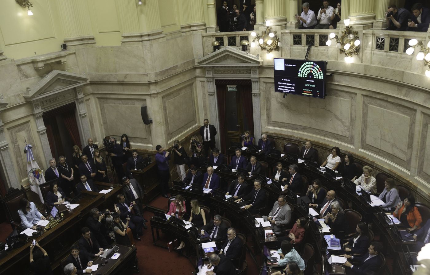 El Senado de la Nación al momento de votar la destitución de Edgardo Kueider