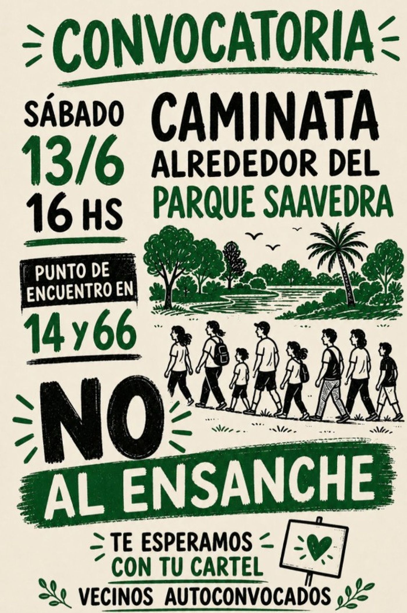 La convocatoria será el sábado a las 16, con punto de encuentro en 14 y 66