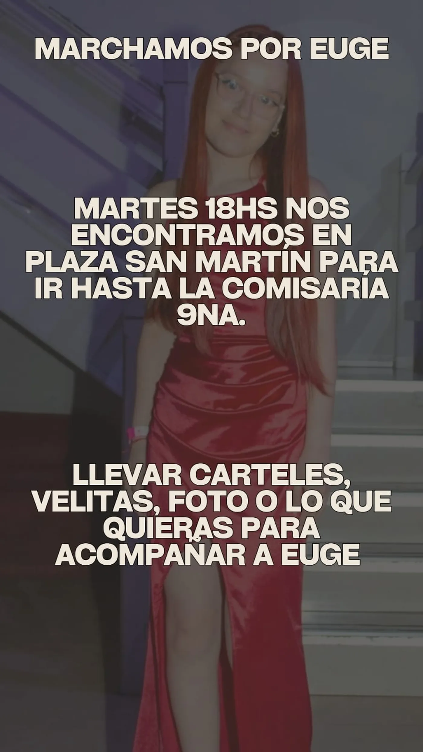 La movilizaci&oacute;n para pedir justicia por la muerte de Eugenia Carril tendr&aacute; lugar este martes desde las 18