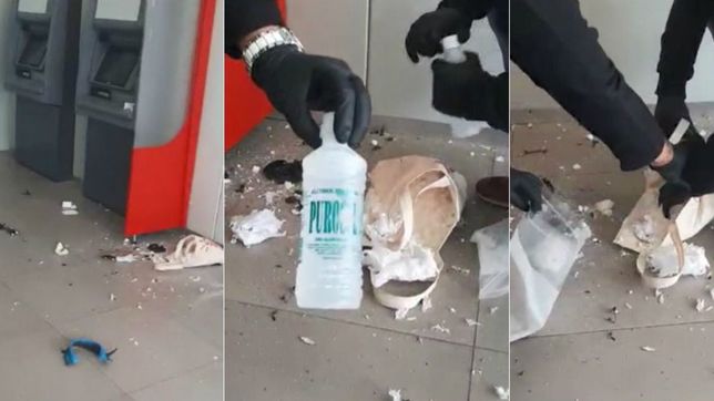 video: las imagenes del banco de la plata justo despues de la explosion de una bomba