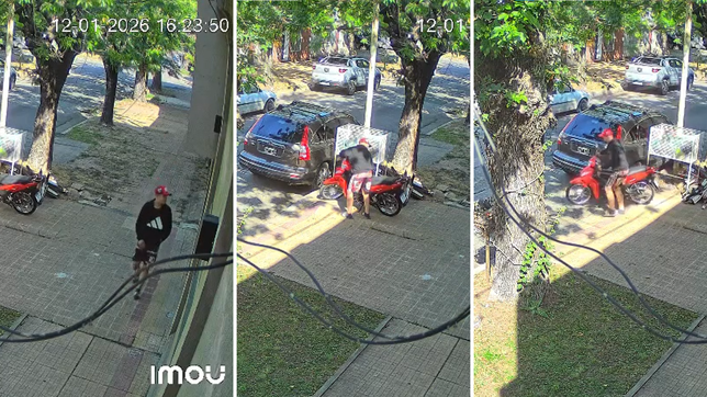 un ladron de 18 anos robo una moto en la plata y quedo escrachado por las camaras