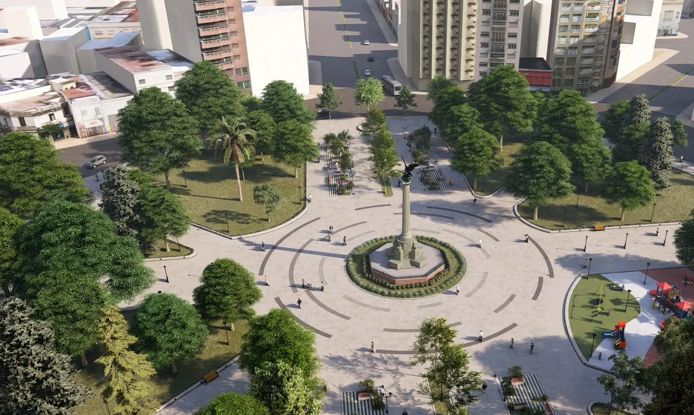 Una proyección que muestra cómo quedará Plaza Italia