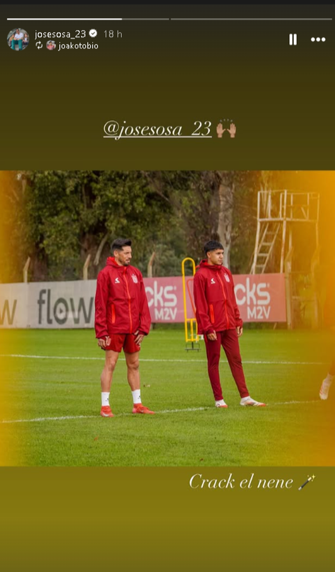 El posteo de José Sosa junto a Joaquín Tobio Burgos en el entrenamiento de Estudiantes. El posteo de José Sosa junto a Joaquín Tobio Burgos en el entrenamiento de Estudiantes.
