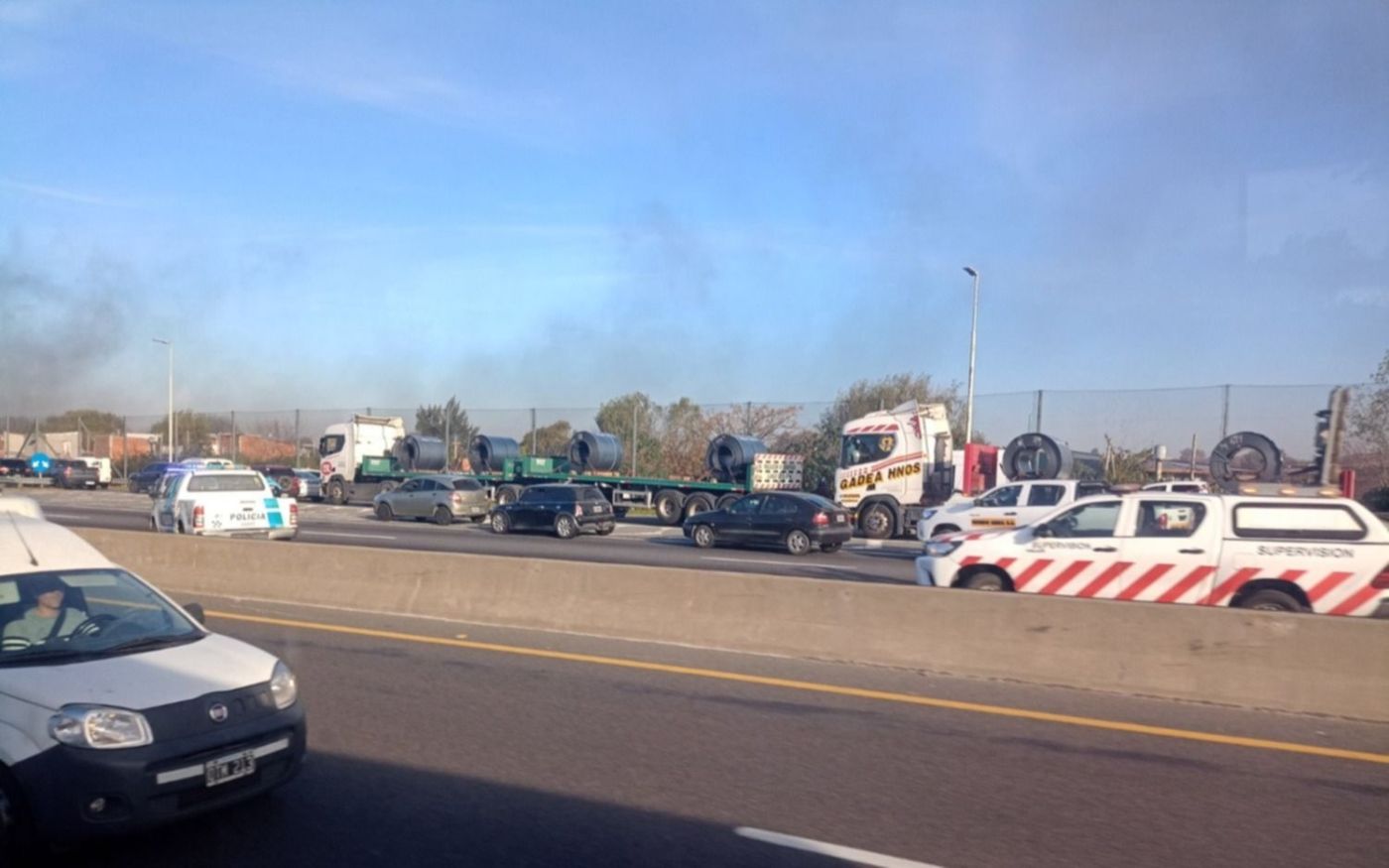 El corte en la Autopista La Plata-Buenos Aires