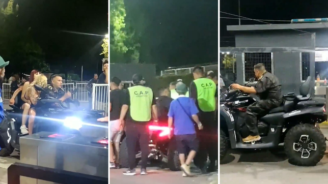 un policia quiso entrar en cuatriciclo al recital de los piojos, tiro a un guardia y causo un escandalo