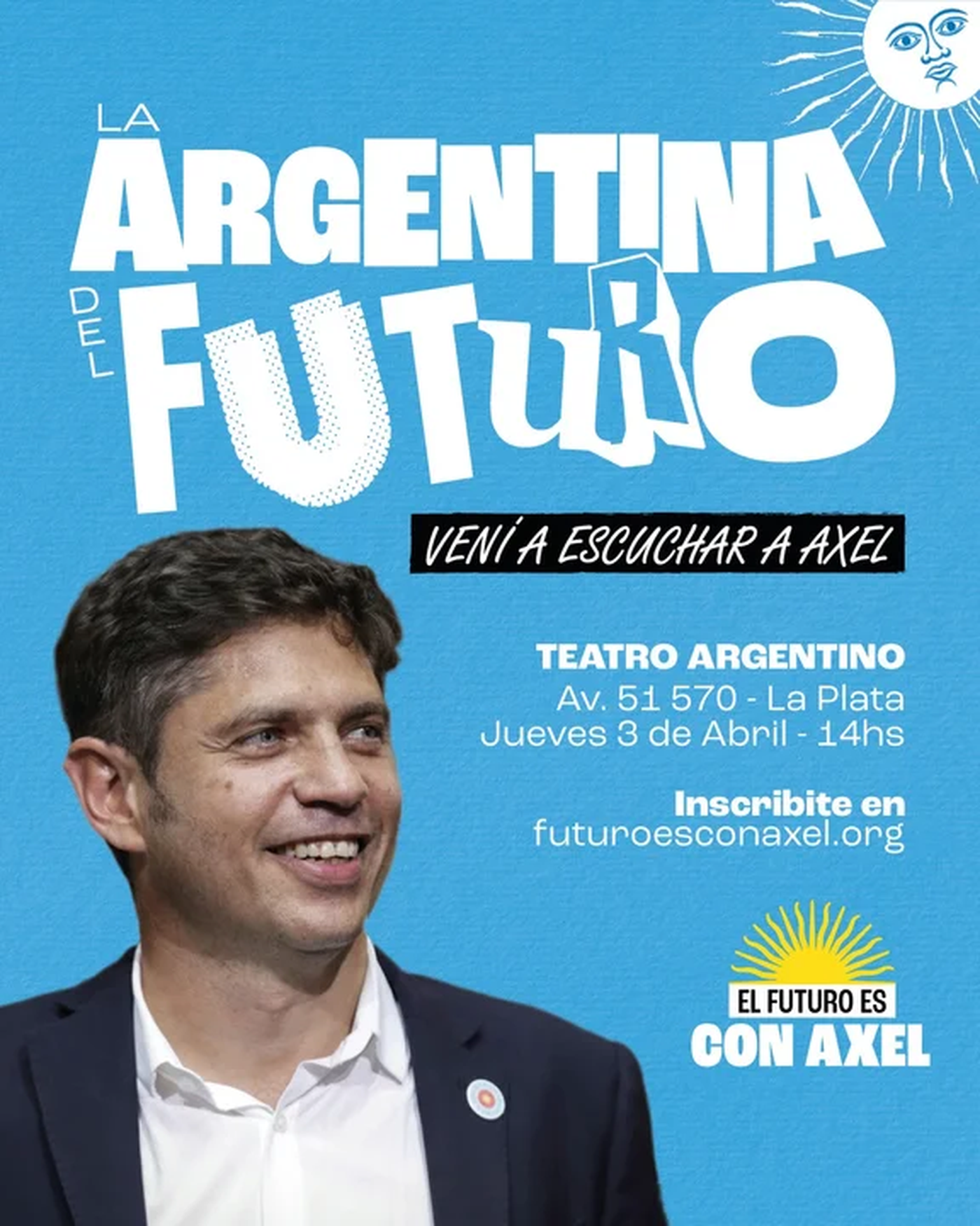 El acto de Axel Kicillof en La Plata, este jueves 3 de abril.