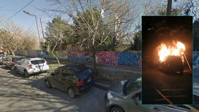 video: asi prendieron fuego un auto a la noche en zona norte