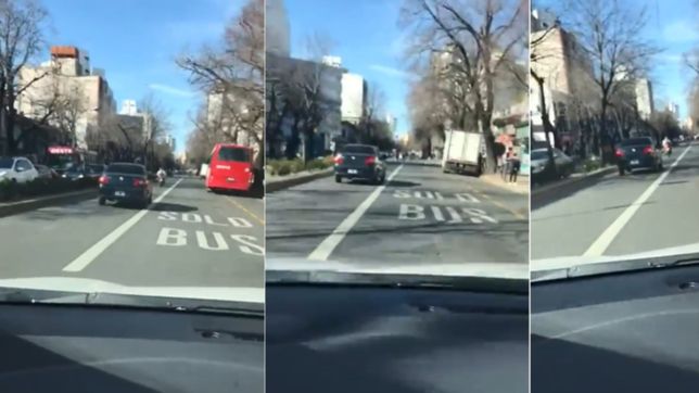 indignante: se metio en el nuevo carril exclusivo para micros de diagonal 80 y se filmo