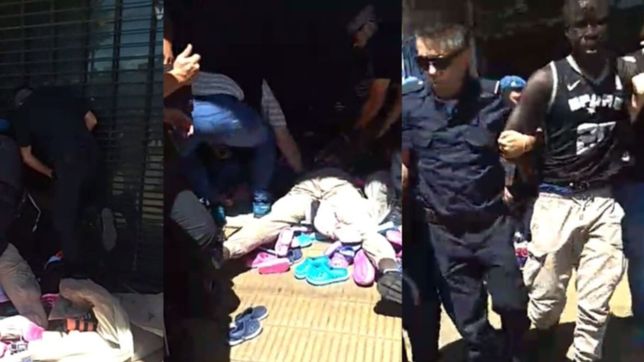 el impactante video de un grupo de policias deteniendo a dos senegaleses