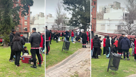 La fiesta de Estudiantes antes del clásico: choris, lechón, banderas y mucho color