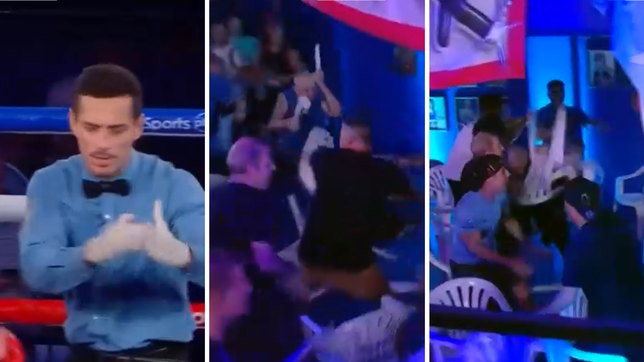 video: batalla campal entre barrabravas durante una velada de boxeo