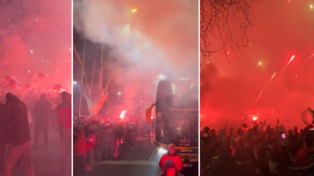 video: el espectacular recibimiento de los hinchas al plantel de estudiantes