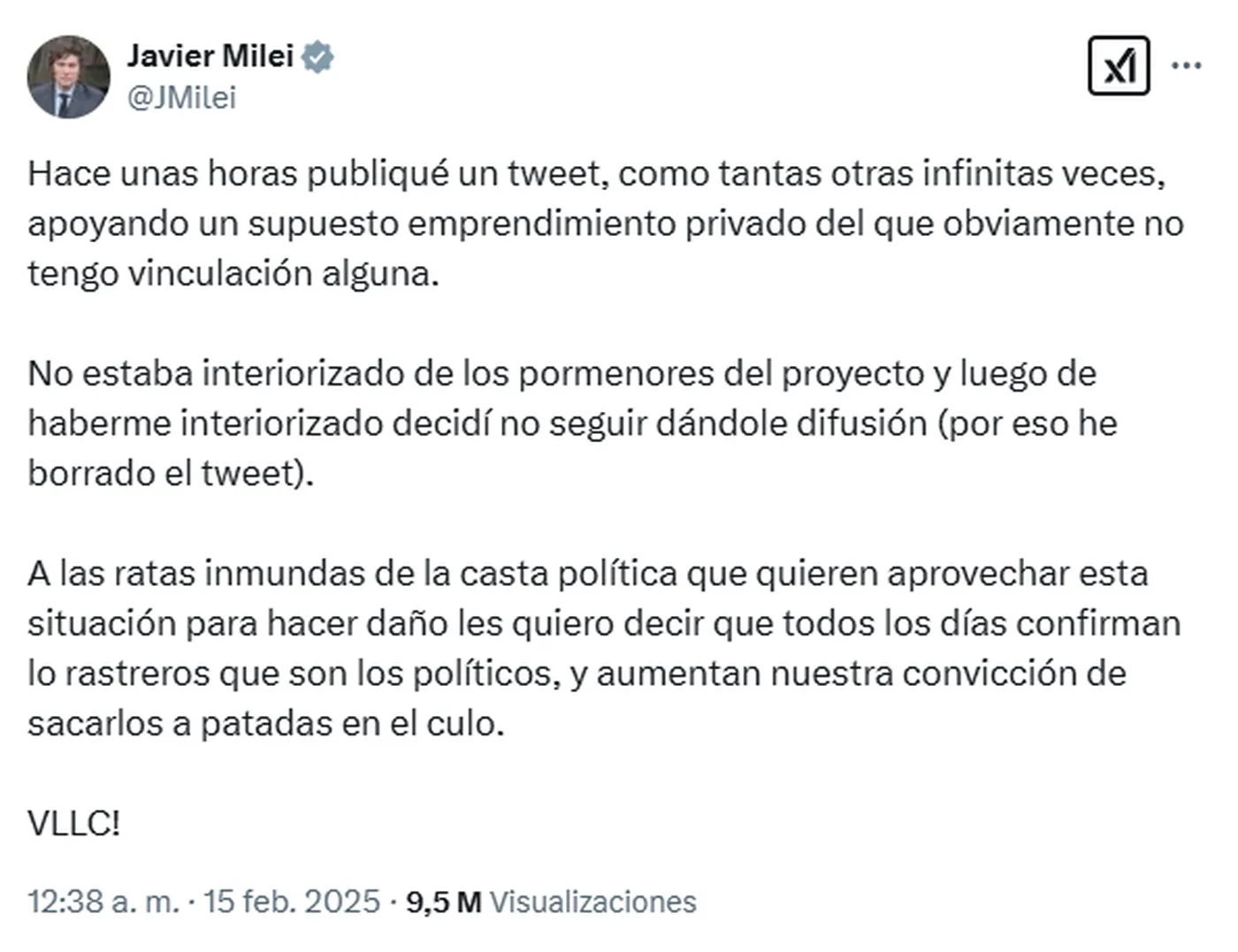 En un segundo mensaje, el presidente argentino admitió que 