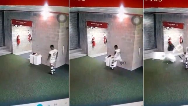 video: mancilla arranco de una patada los tachos de basura de uno tras irse expulsado