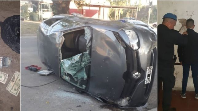 persecucion, vuelco y escape: cayo uno de los ladrones que ataco a una pareja de jubilados