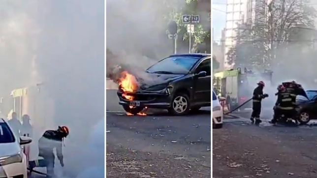 tension en pleno centro de la plata por el incendio de un auto