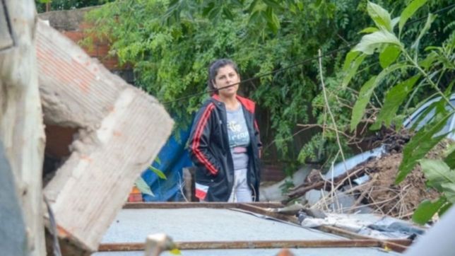 una vecina de la plata quedo atrapada por un arbol que cayo en medio del temporal