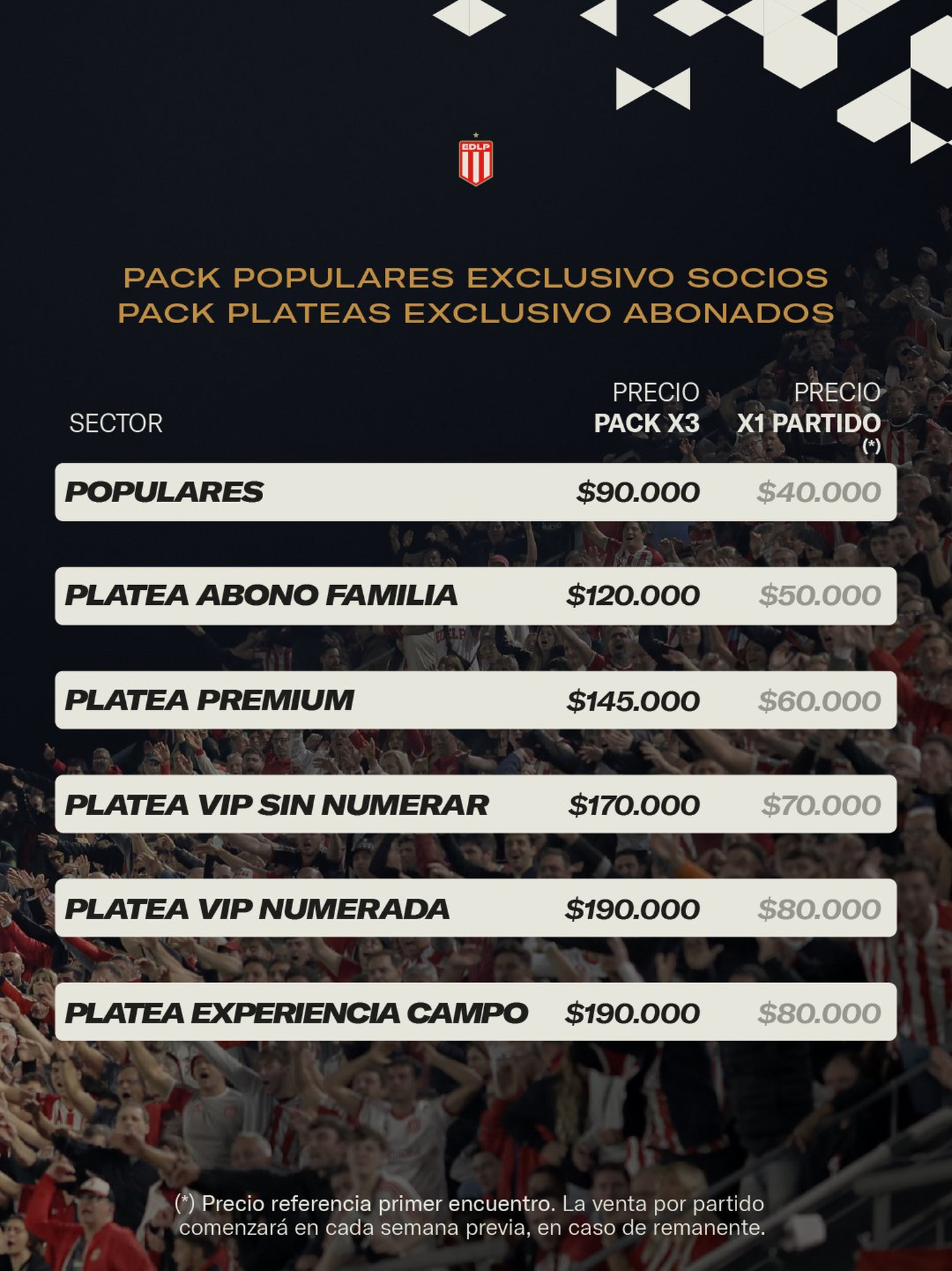 Pack de populares y plateas para la Copa Libertadores