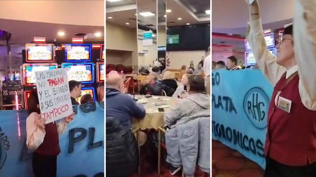 asi fue la protesta de los trabajadores del bingo en medio de las salas de juego