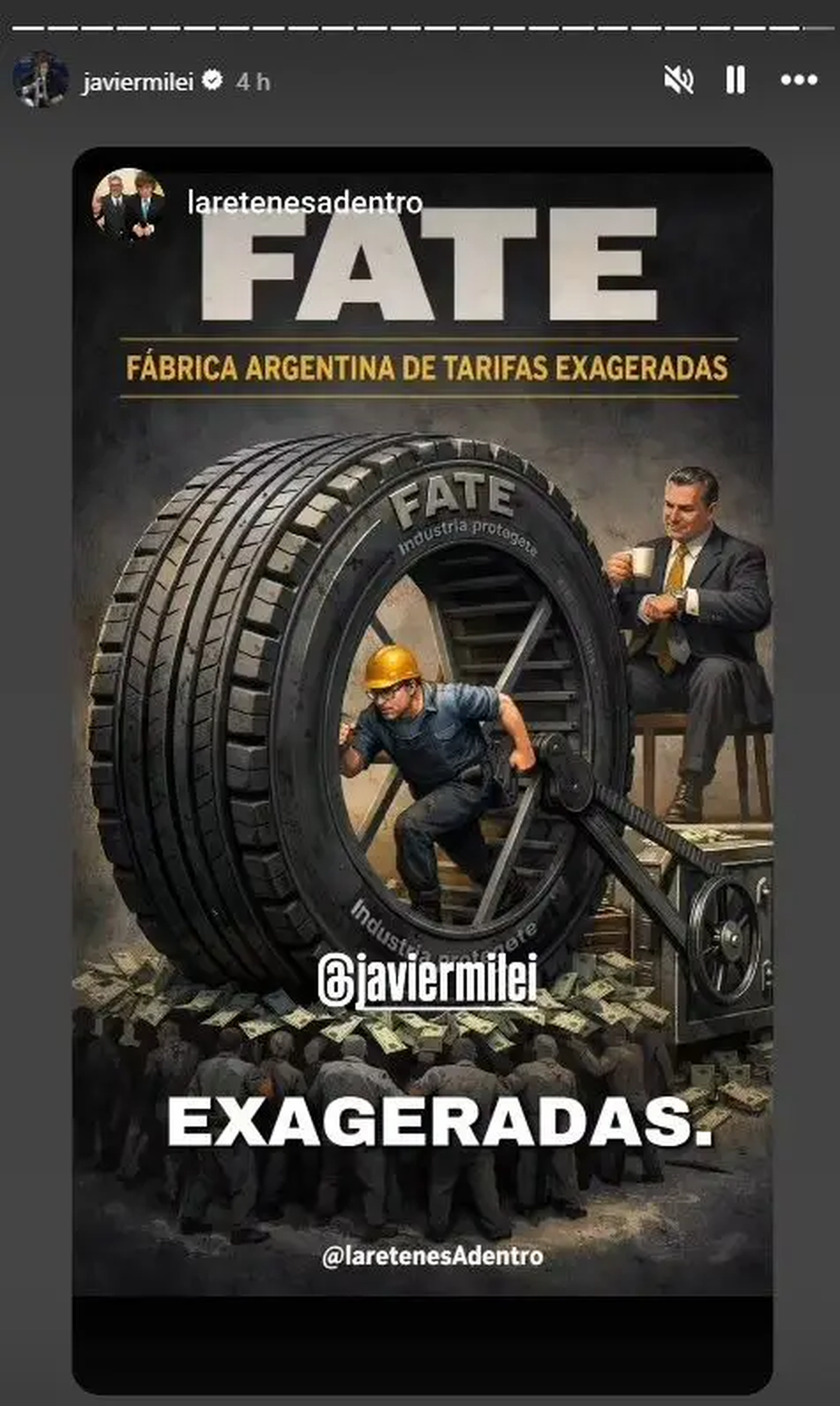 El mensaje de Javier Milei que echó más leña al fuego en medio del anunciado cierre de Fate