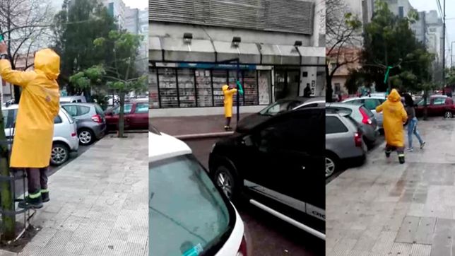 polemica: un agente de la municipalidad salio a sacar los panuelos verdes del aborto legal