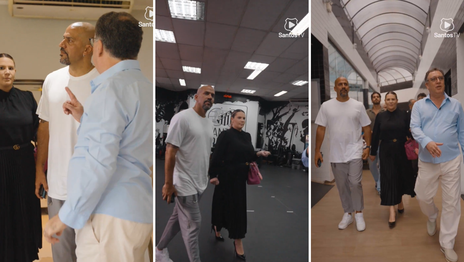 Carina Magnabosco reapareció junto a Juan Sebastián Verón en el predio del Santos de Brasil Carina Magnabosco reapareció junto a Juan Sebastián Verón en el predio del Santos de Brasil