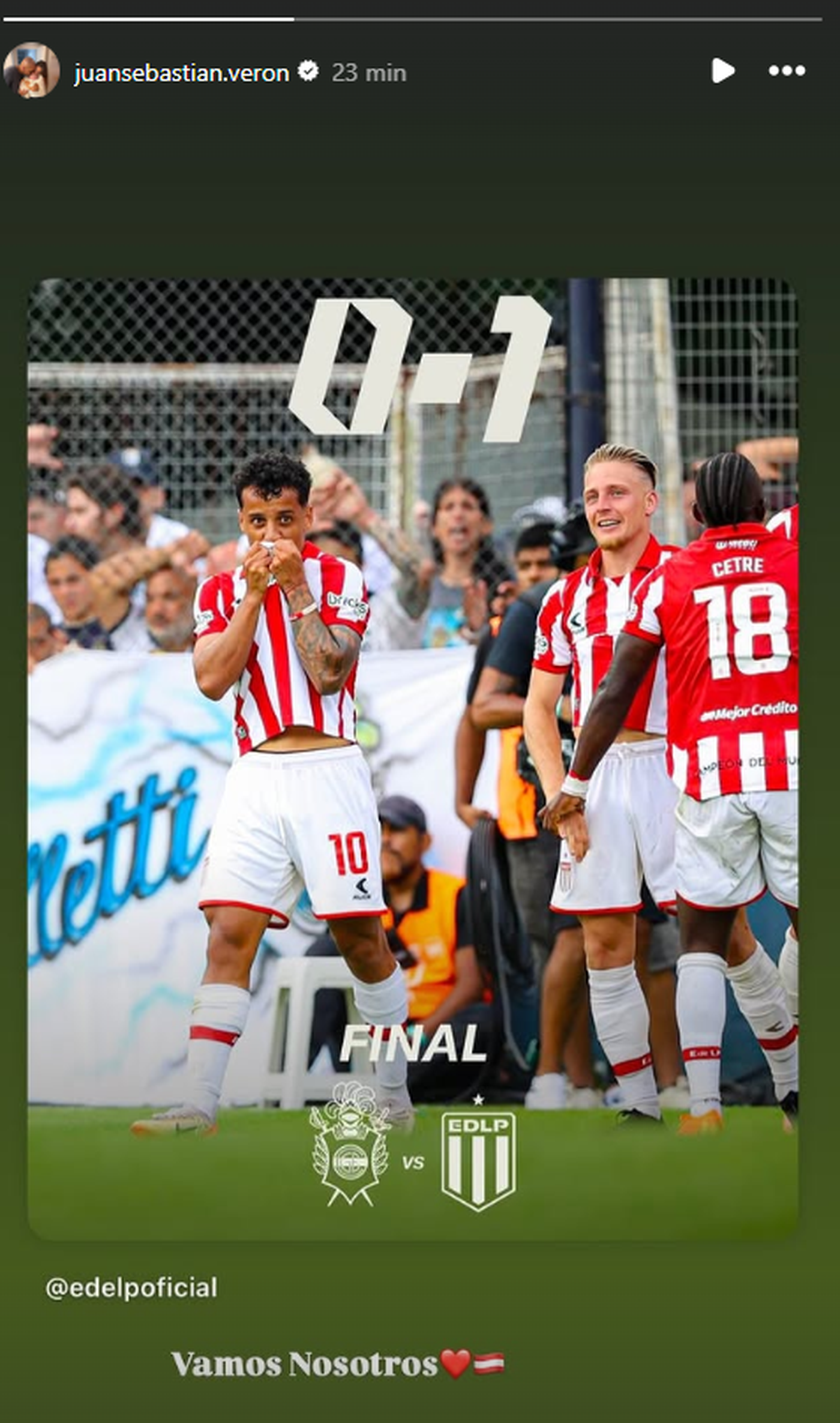 El posteo de Juan Sebastián Verón en Instagram