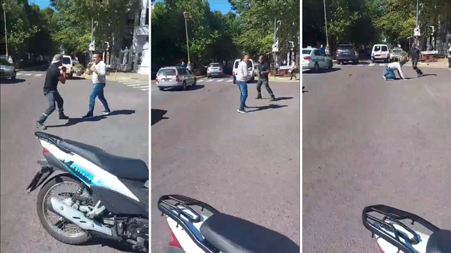 dos barras de gimnasia y estudiantes se agarraron a pinas en pleno centro de la plata