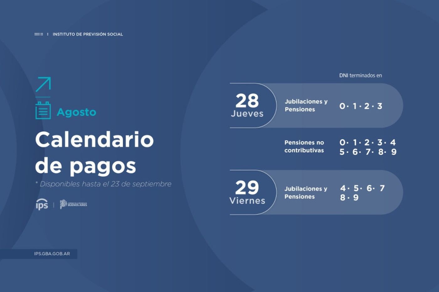 El calendario del IPS para los beneficiarios
