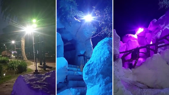 asi se vera la gruta del bosque con el nuevo sistema de iluminacion