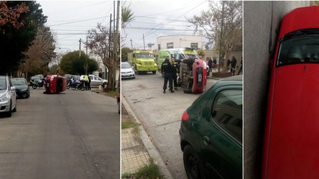 choque, vuelco y una mujer atrapada tras un grave accidente en la loma