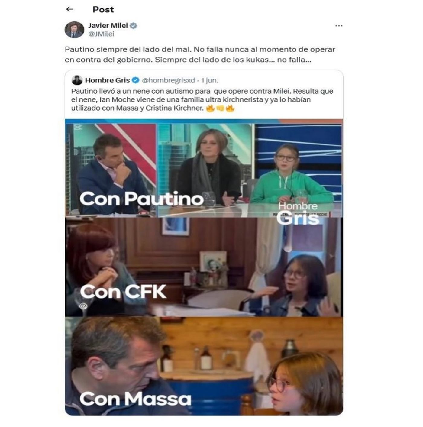 El posteo de Javier Milei en X