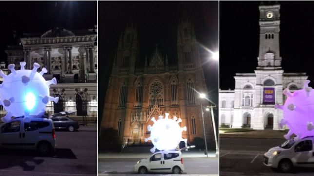 la historia del coronavirus gigante que recorre las calles de la plata para concientizar
