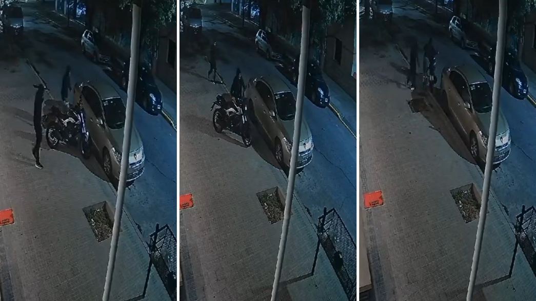 Robaron una moto en plena madrugada en La Plata y quedaron filmados
