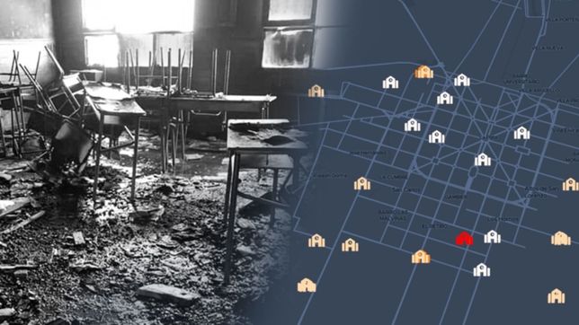 el mapa de las escuelas que fueron atacadas en la plata en los ultimos seis meses
