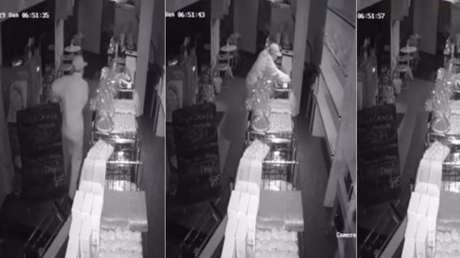 video: entro a una panaderia del centro de la plata y la desvalijo en menos de un minuto