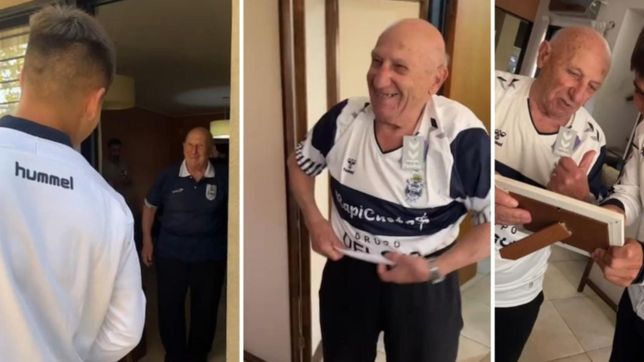 video: benja dominguez sorprendio al abuelo de las sabanas de gimnasia por su cumpleanos