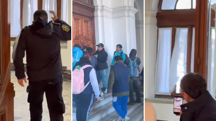 Así fue el momento en el que los cooperativistas intentaron entrar en la Municipalidad