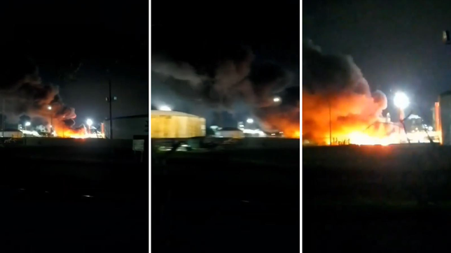 fuego, humo y tension por un incendio en la refineria de ypf