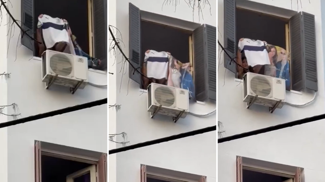 el momento en el que los vecinos de cristina la saludaron con la camiseta gimnasia