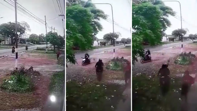 el impactante video de un joven que corre para escapar de los motochorros en la plata