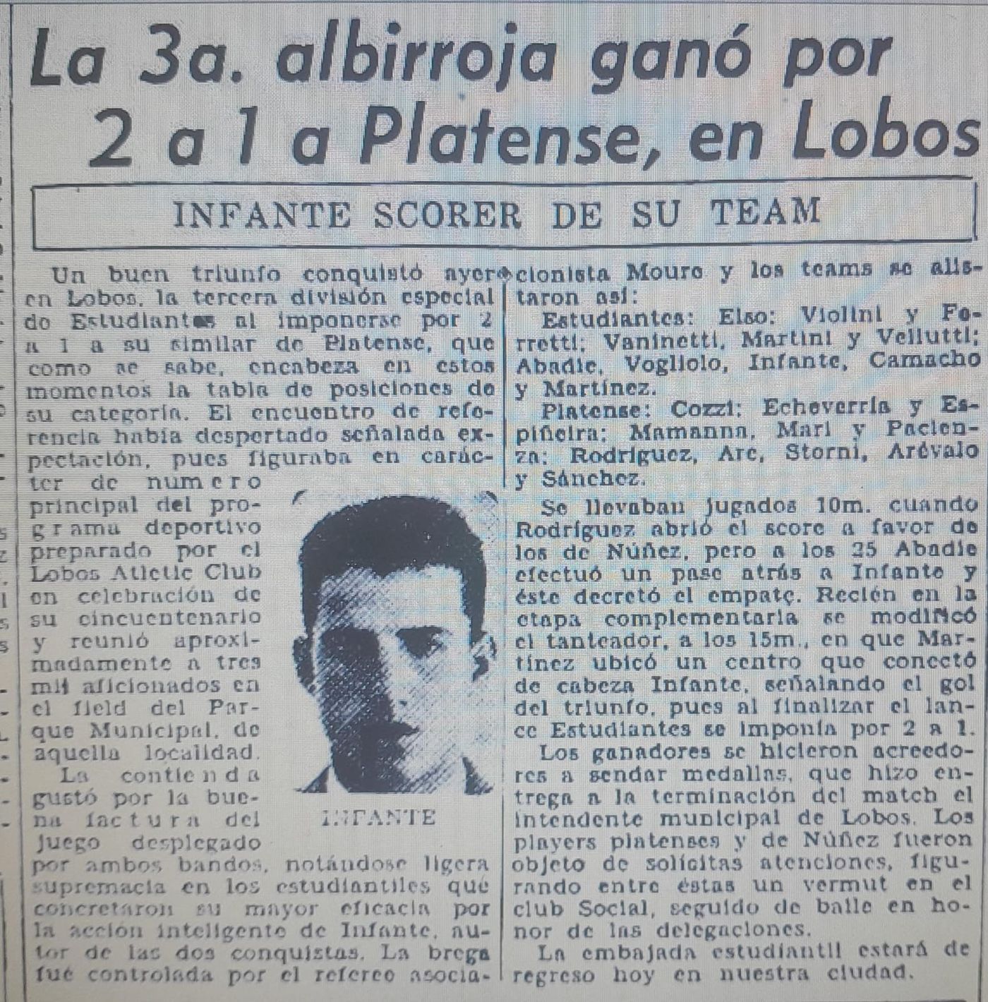 Cobertura del amistoso de Tercera División en Lobos entre Estudiantes y Platense.