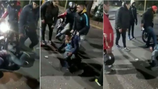 video: repartidores atraparon a un ladron, le dieron una salvaje golpiza y casi lo matan