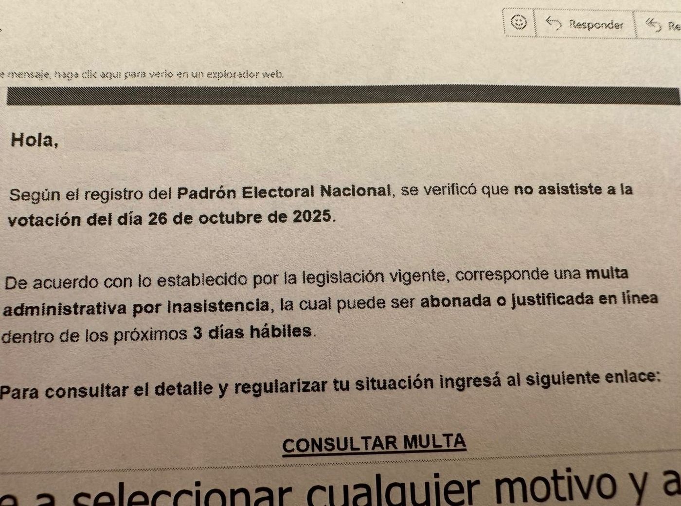 La captura del mail falso que llega con la intención de sustraer datos personales y cometer estafas La captura del mail falso que llega con la intención de sustraer datos personales y cometer estafas