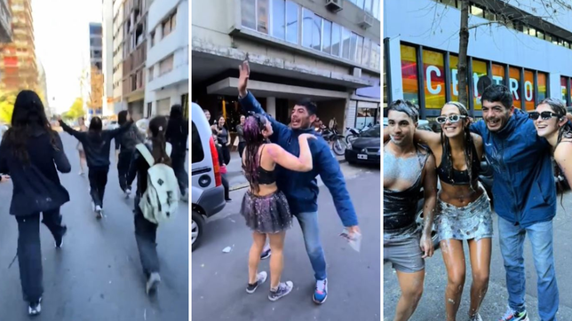 se recibio en la unlp y celebro con su familia, amigas y el trapito que siempre la ayudo a estacionar