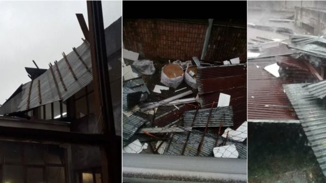 video: la tormenta volo el techo de una escuela de villa elvira y un vecino grabo todo