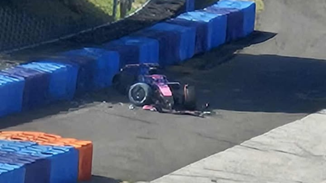 colapinto choco en un test de neumaticos en hungria y termino en un centro de salud