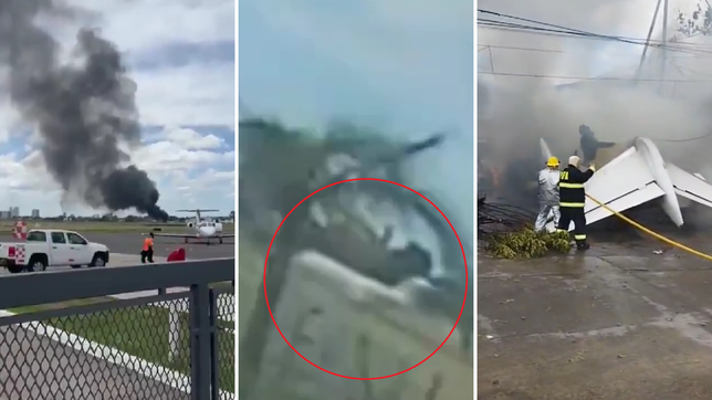 las imagenes del momento del despiste del avion en san fernando que termino con dos muertos